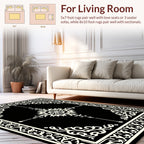 Intricate Black and White Floral Rug