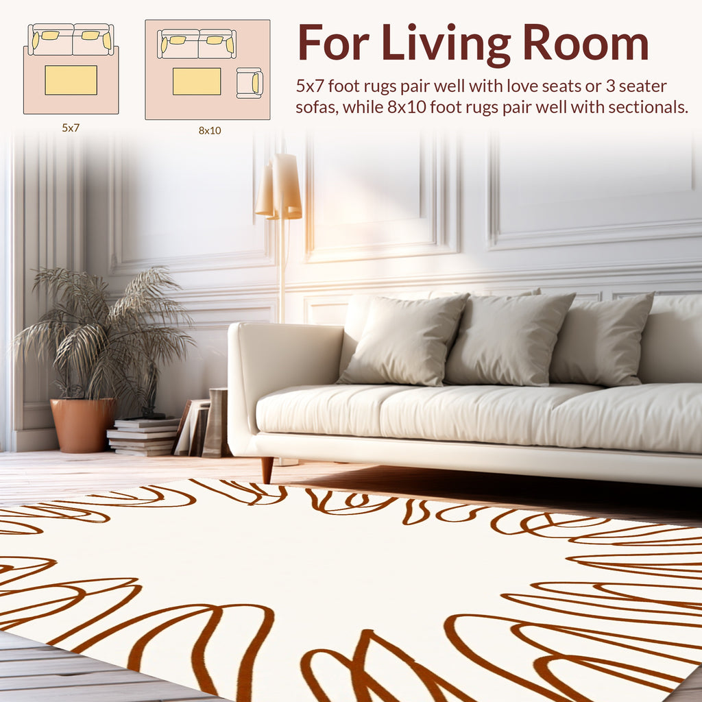 Abstract Brown Line Burst Design Rug