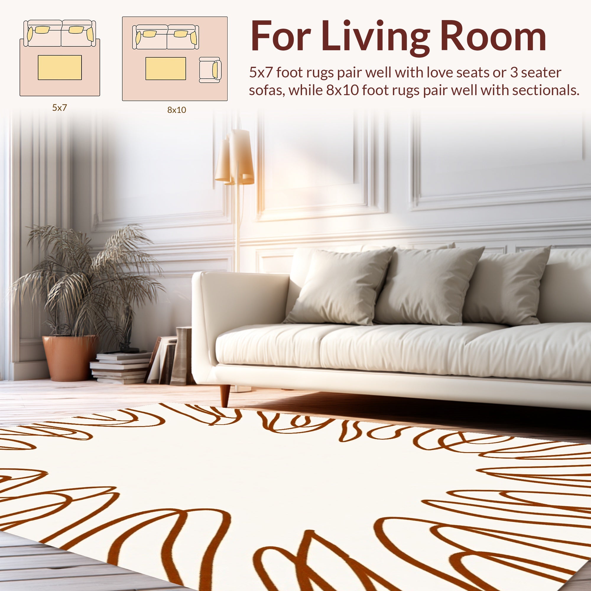 Abstract Brown Line Burst Design Rug