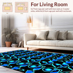 Electric Blue Geometric Pattern Rug
