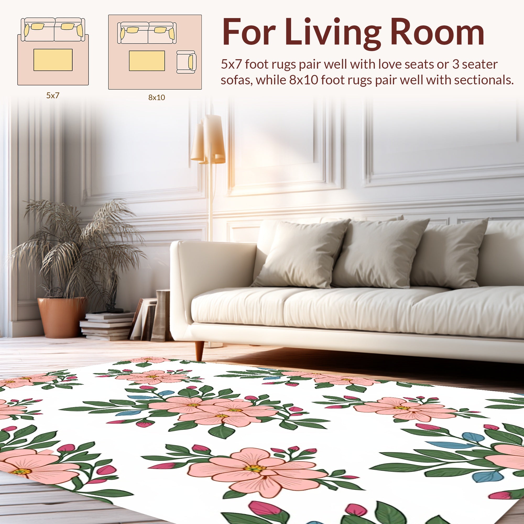 Delicate Floral Pattern Design Rug