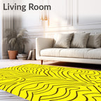 Bold Yellow Wavy Stripe Design Rug