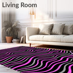 Hot Pink Gray Abstract Wave Rug