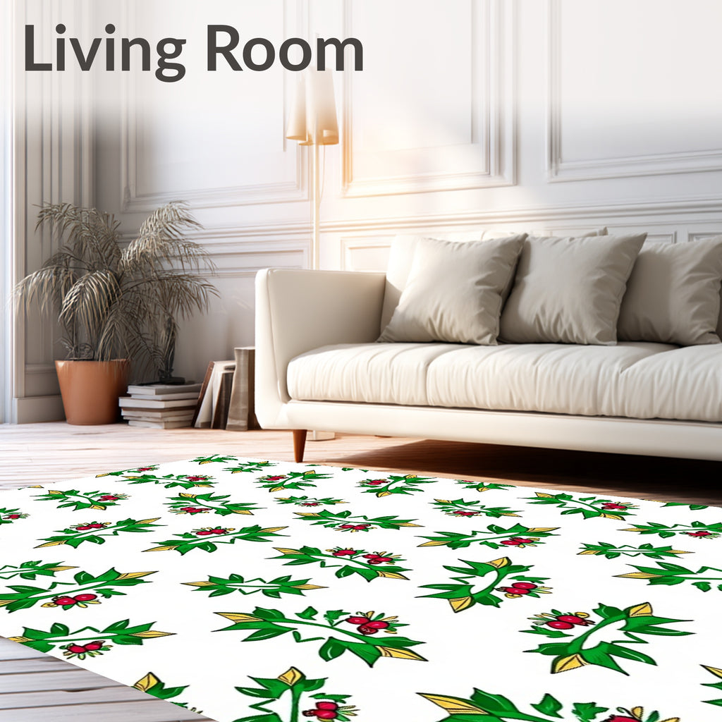 Green Red Berry Foliage Arrangement Rug