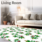 Green Red Berry Foliage Arrangement Rug