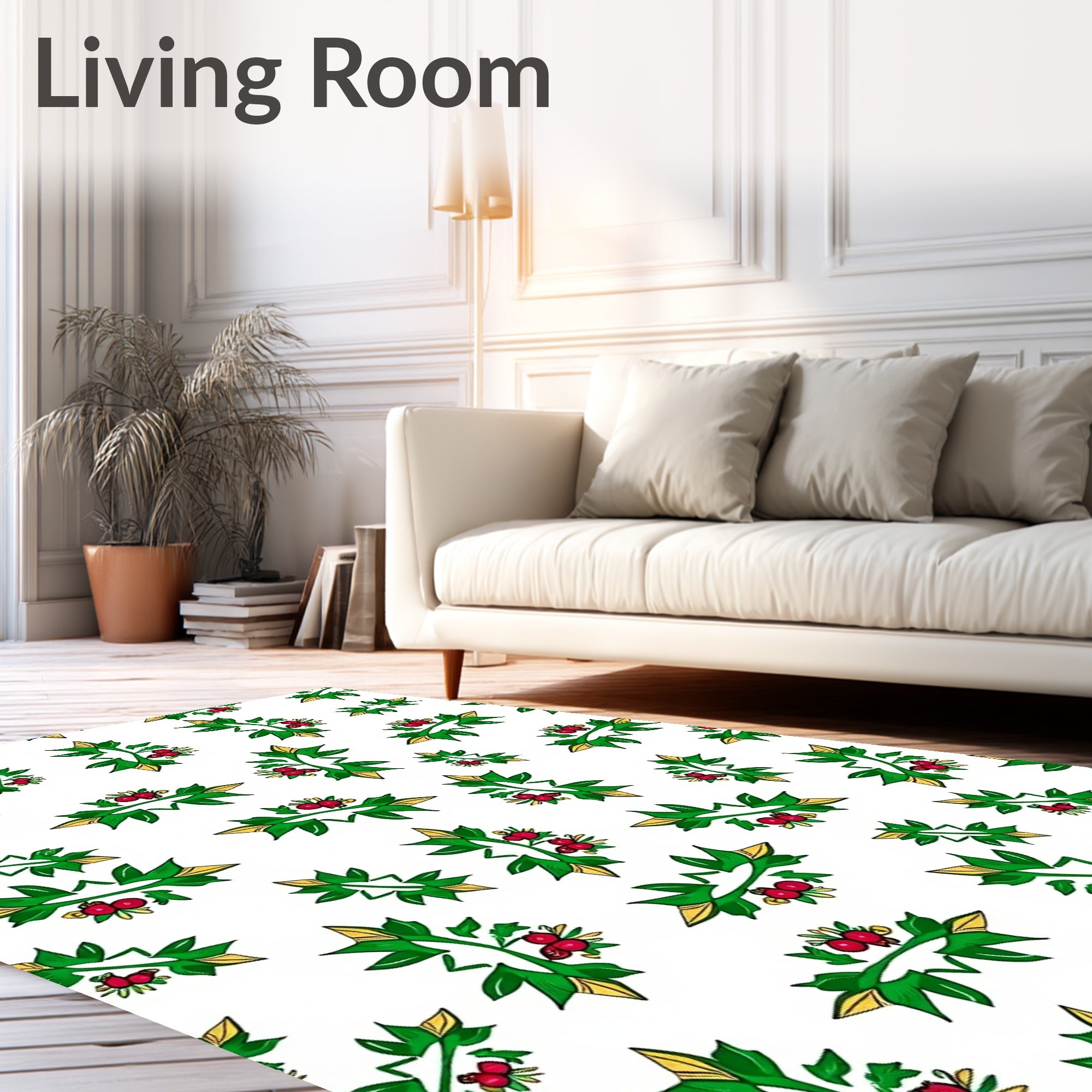 Green Red Berry Foliage Arrangement Rug