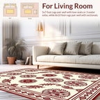 Ornate Red Floral Border Design Rug
