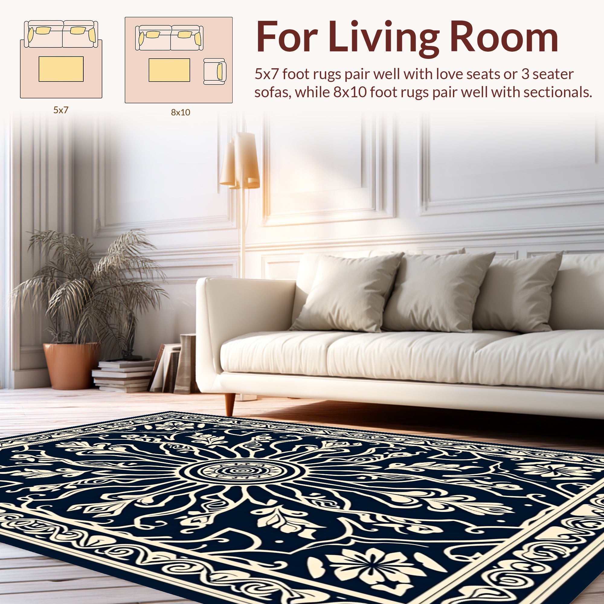 Intricate Floral Sunburst Pattern Rug