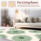 Sage Green Floral Mandala Pattern Rug