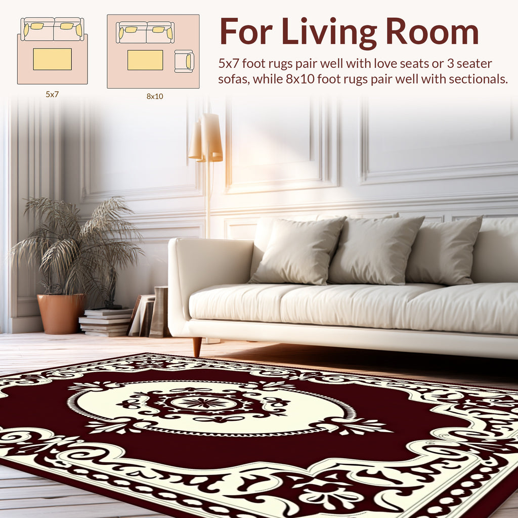 Elegant Floral Medallion Center Border Rug