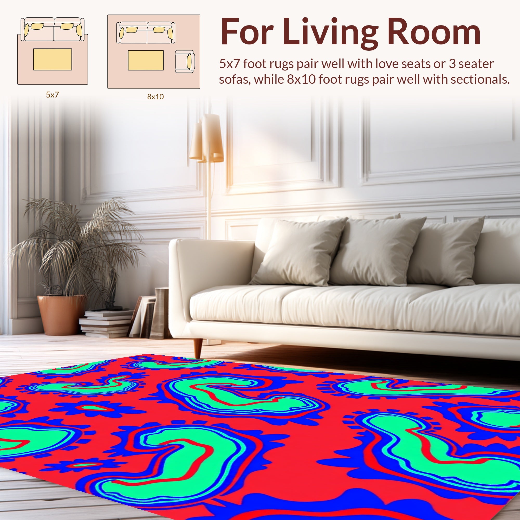 Bright Crimson Paisley Pattern Rug