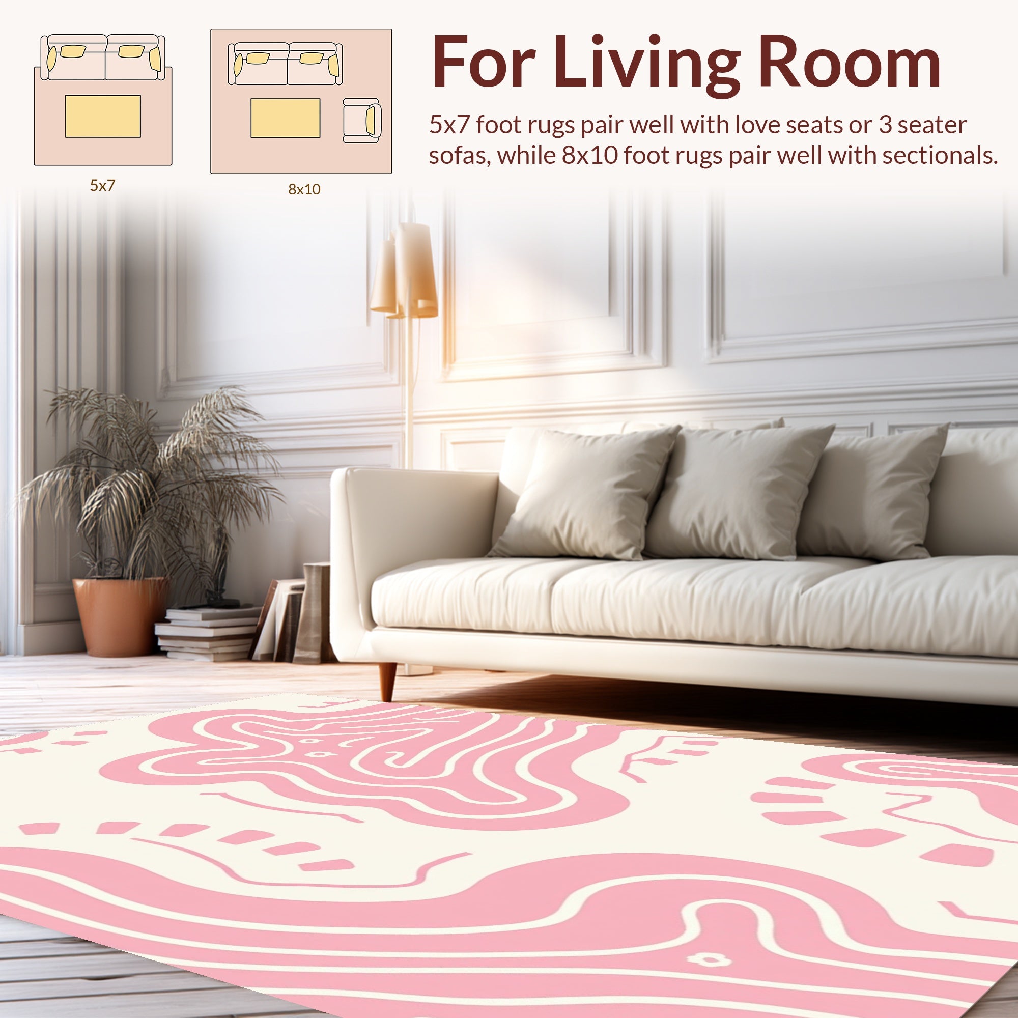 Soft Pink Abstract Organic Lines Rug