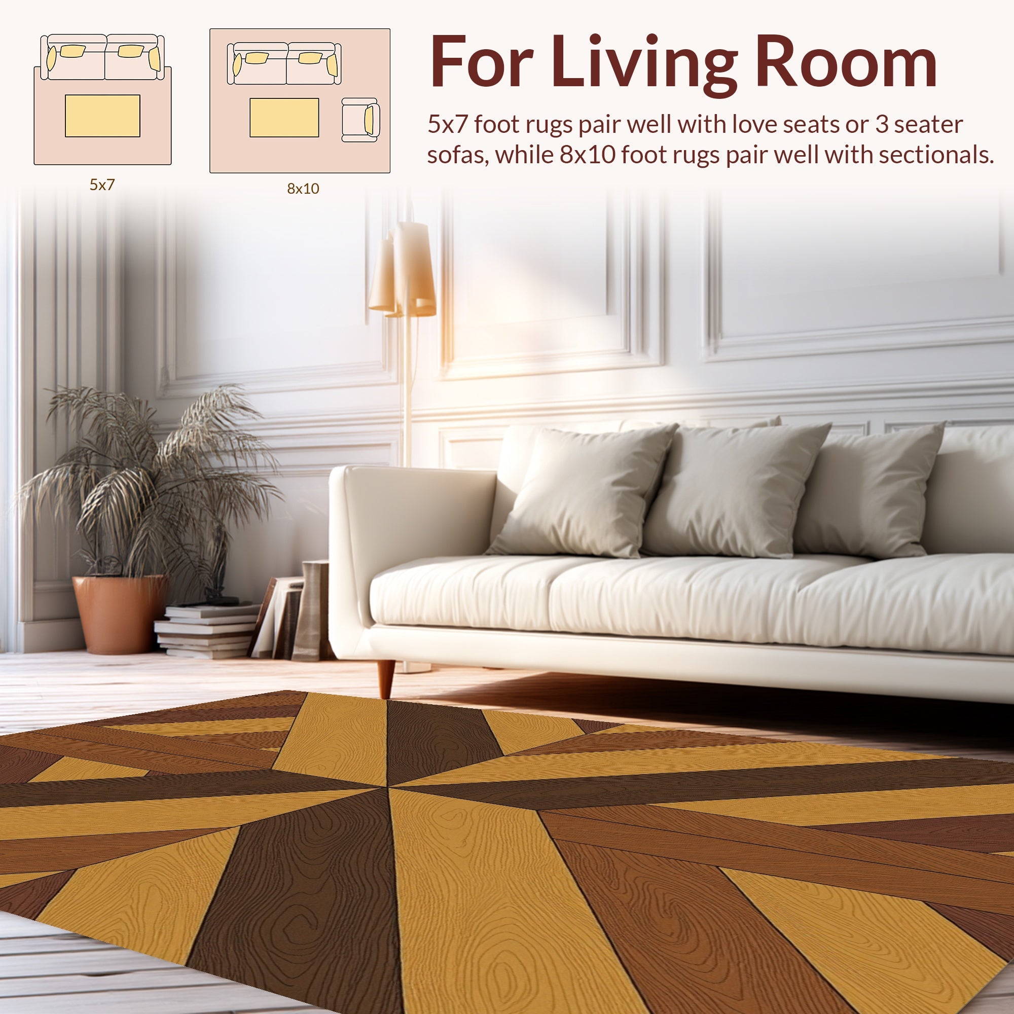 Geometric Wood Grain Pattern Rug