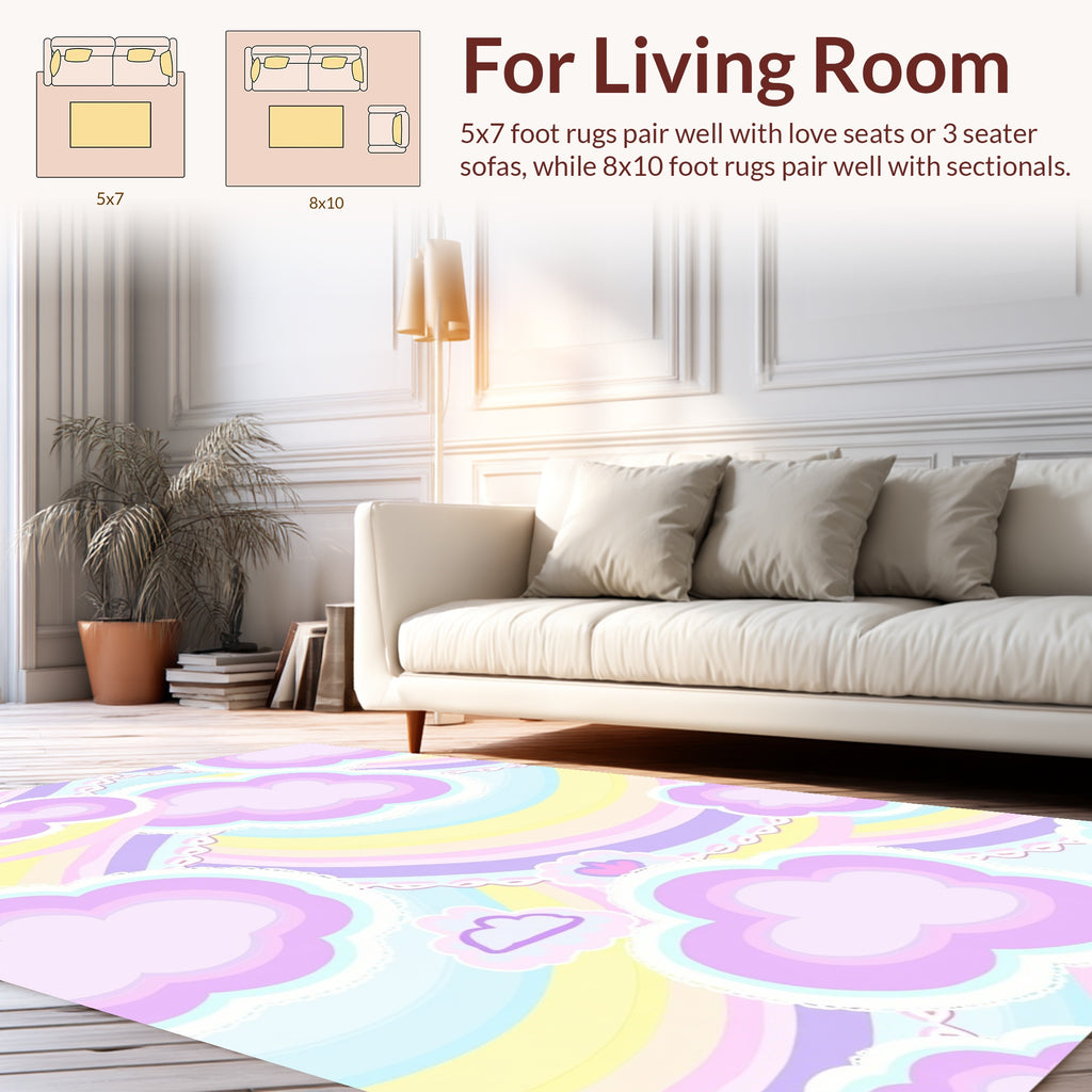 Pastel Cloud Rainbow With Scalloped Trim Rug