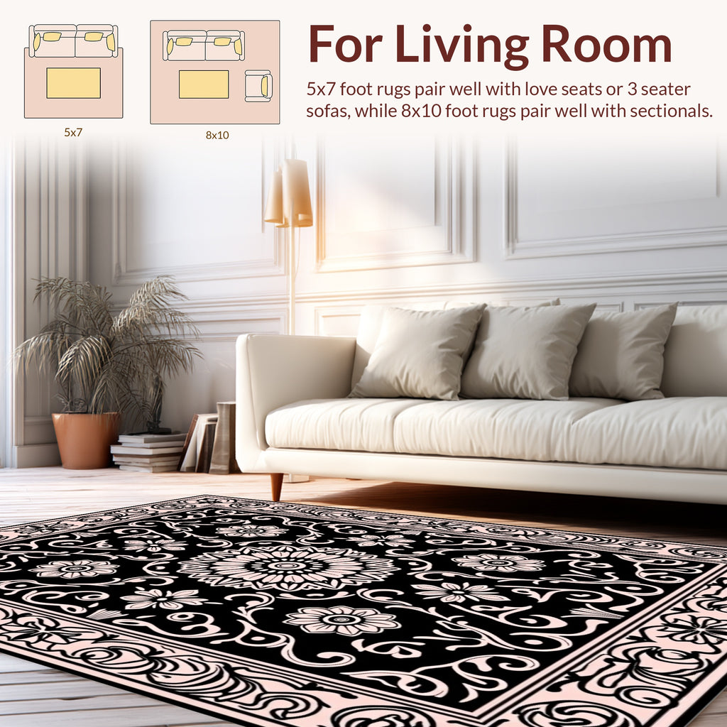 Classic Floral Vine Mandala Pattern Rug