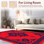 Bold Floral Medallion Red Navy Rug