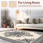 Ornate Grey Scrollwork Mandala Pattern Rug