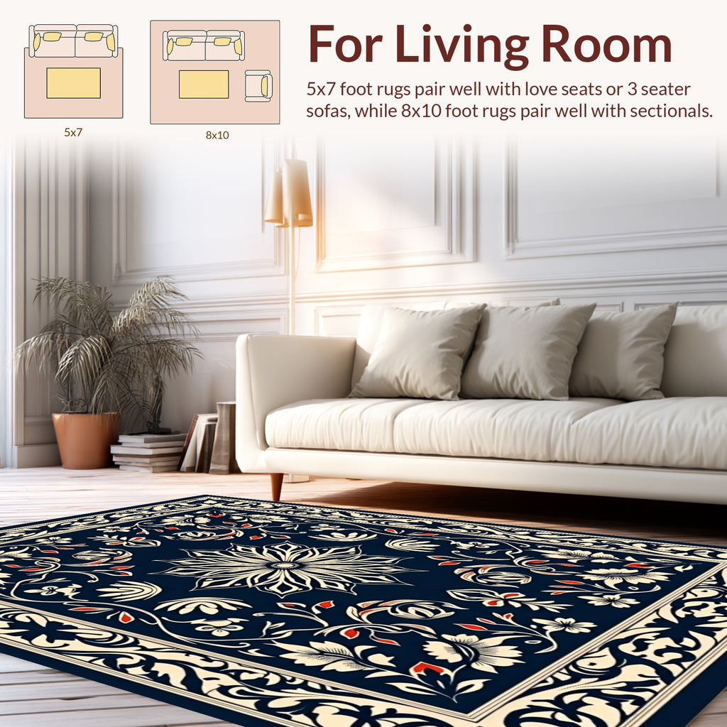 Elegant Floral and Mandala Design Rug