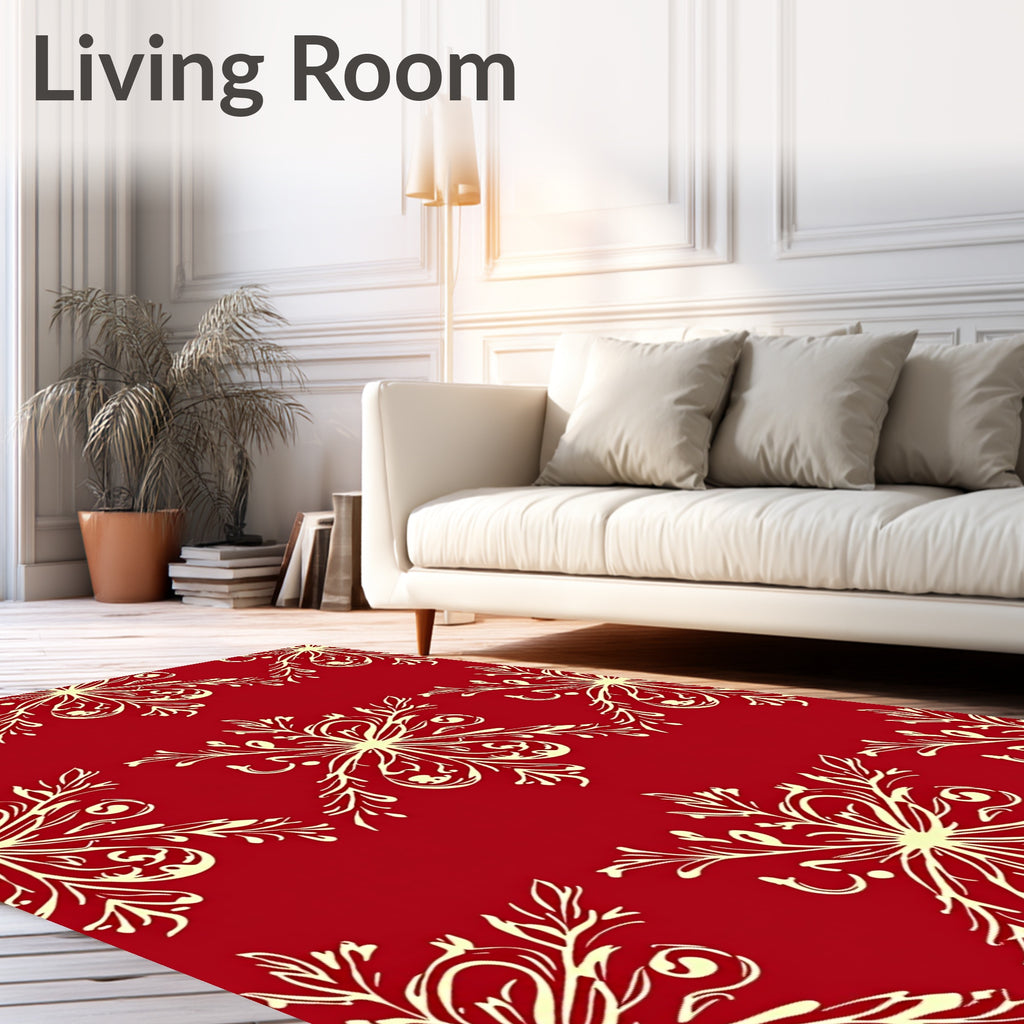 Crimson Cream Floral Swirl Repeat Rug