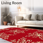 Crimson Cream Floral Swirl Repeat Rug