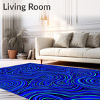 Electric Blue Swirl Lines Rug