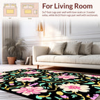 Whimsical Floral Bird Pattern Design Rug