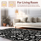 Classic Floral Vine Black White Pattern Rug