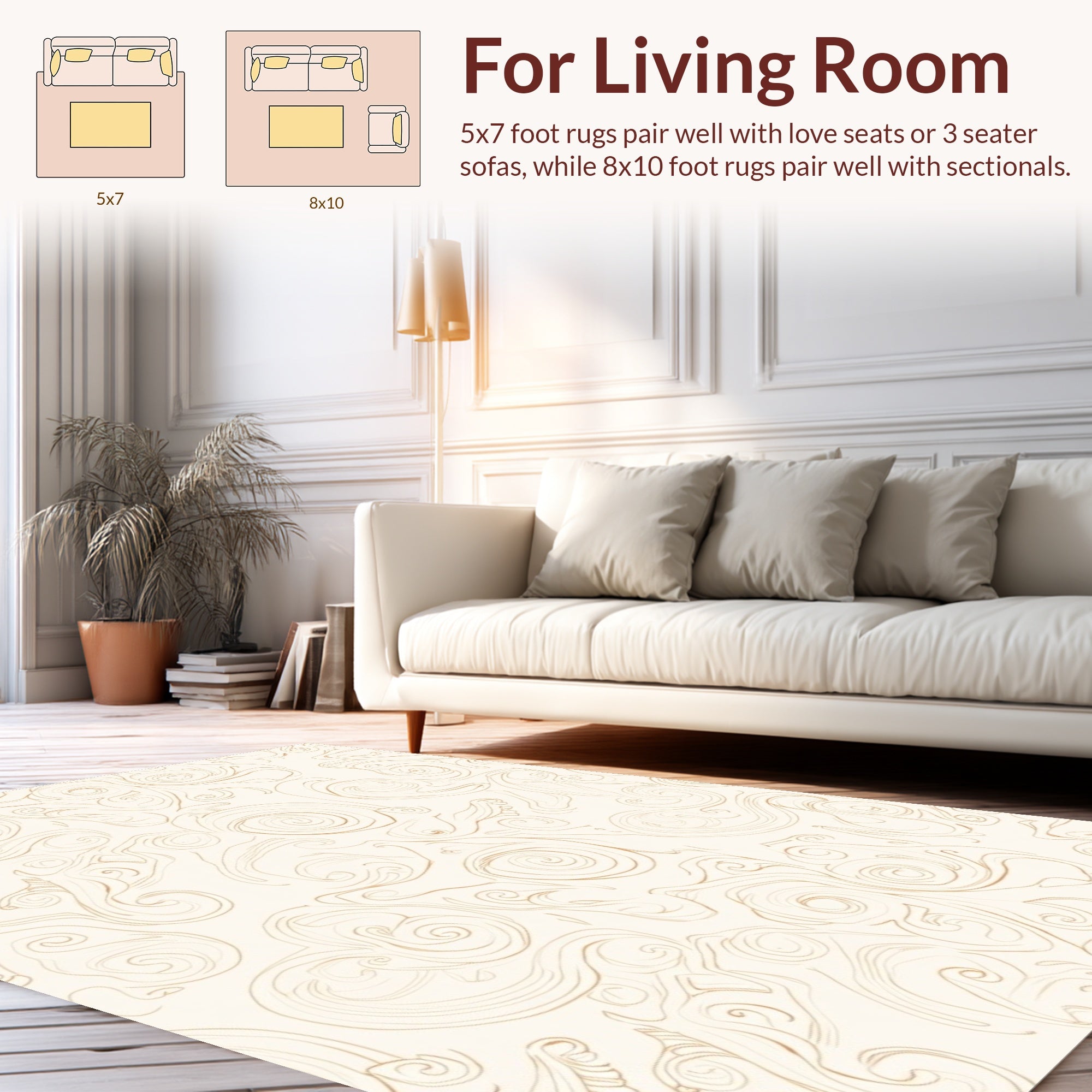 Light Cream Swirl Pattern Rug