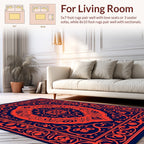 Ornate Floral Symmetry Red Blue Rug
