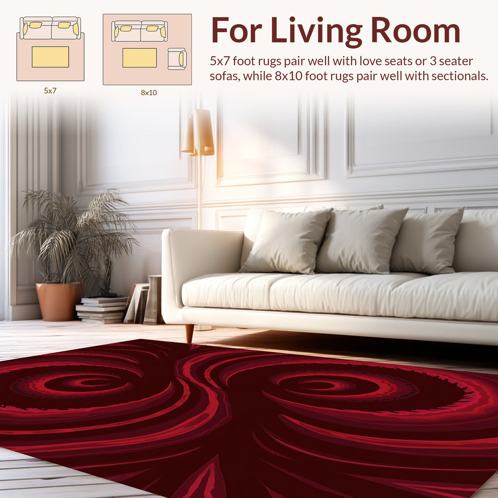 Crimson Swirl Abstract Pattern Rug