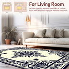 Classic Dark Blue Floral Medallion Rug