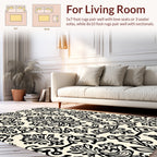 Classic Floral Scroll Design Cream Rug