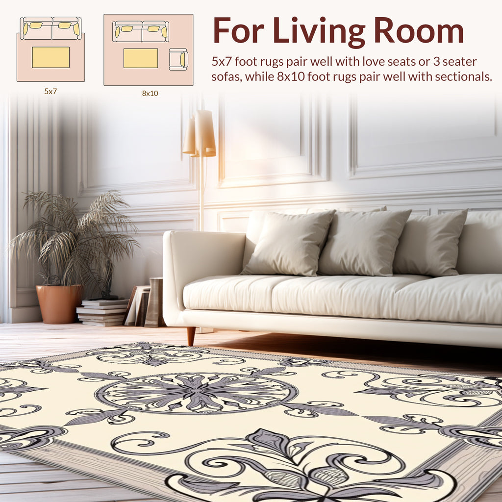 Vintage Floral Scrollwork Design Rug