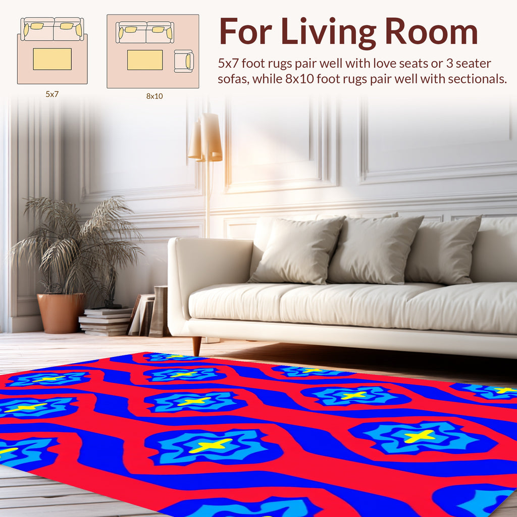 Vibrant Abstract Floral Geometric Design Rug