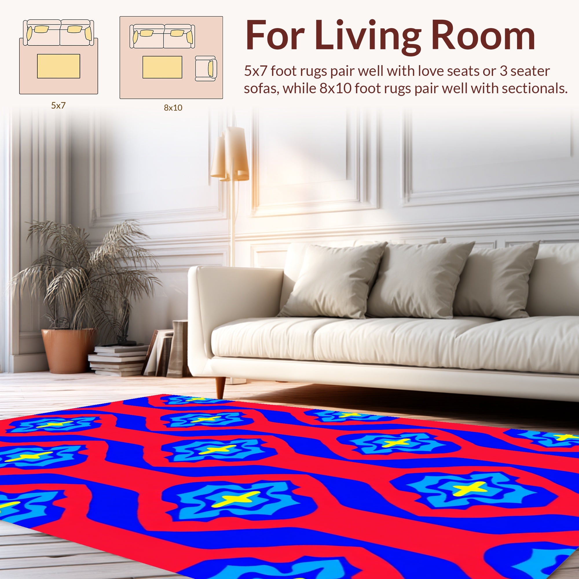 Vibrant Abstract Floral Geometric Design Rug