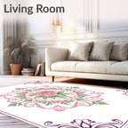 Pink Rose Floral Medallion Garden Vine Rug