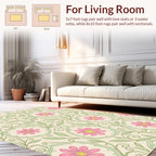Floral Vine Swirl Pink Daisy Rug