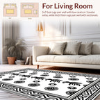 Bold Figures Circular Accents Geometric Border Rug