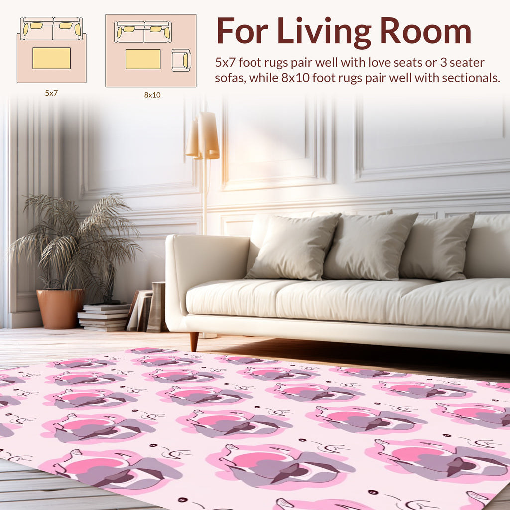 Abstract Floral Pink Grey Pattern Rug