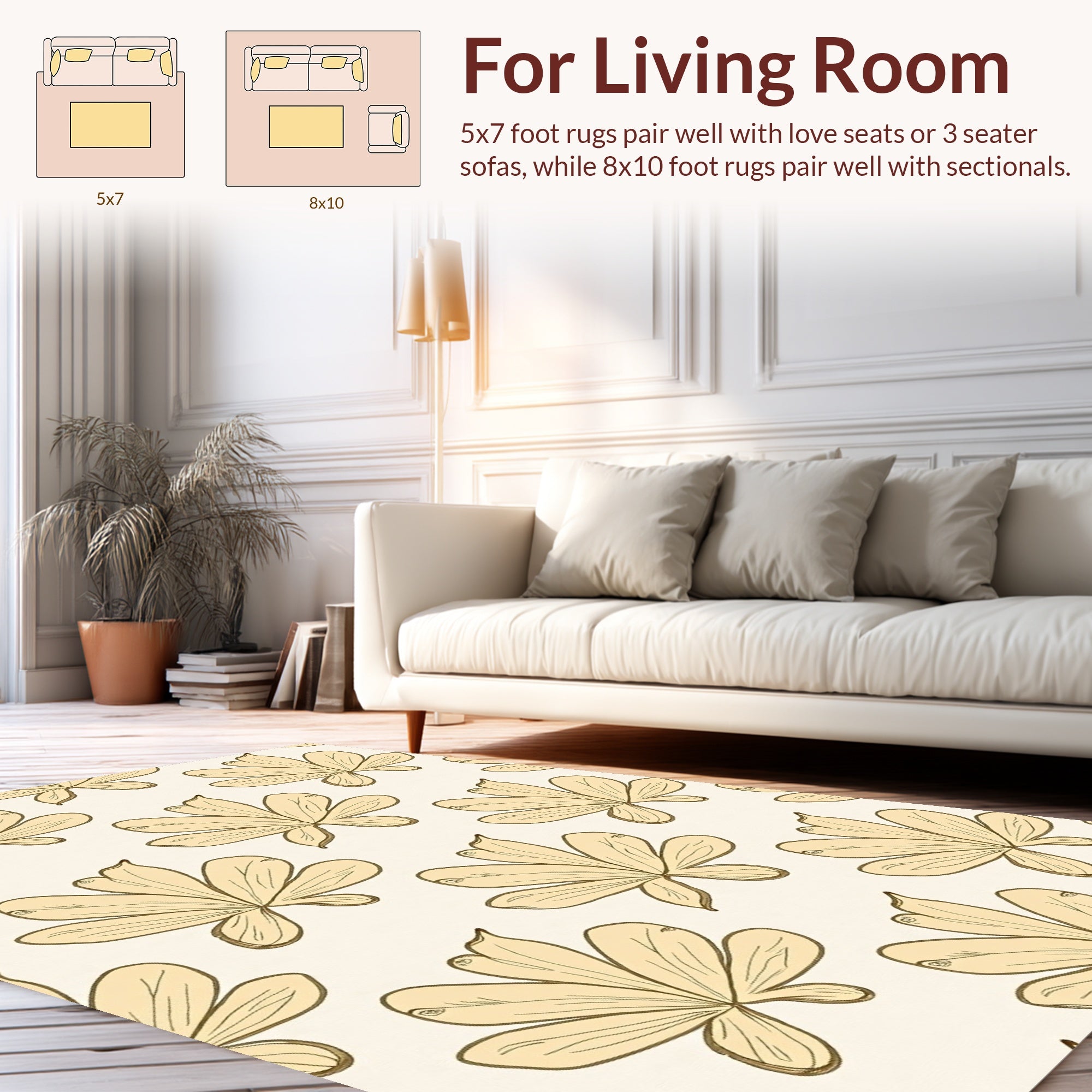 Pale Yellow Blossom Pattern Rug