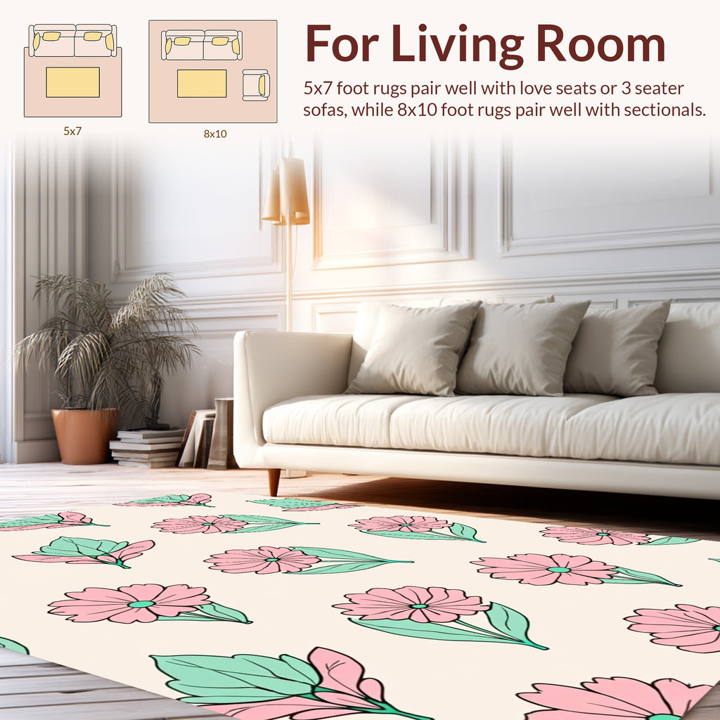 Pastel Floral Pattern Designer Rug