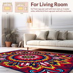 Vibrant Red Floral Mandala Pattern Rug