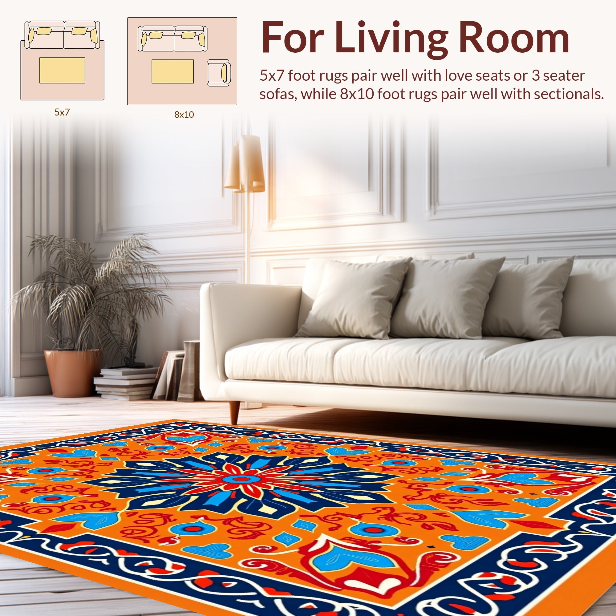 Intricate Geometric Floral Medallion Design Rug