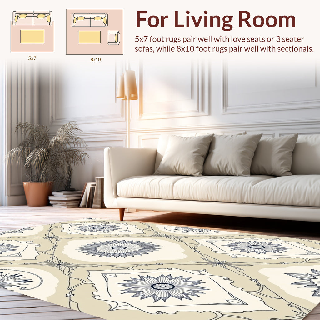 Vintage Floral Inlay Pattern Rug