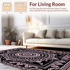 Black Pink Mandala Geometric Pattern Rug