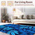 Shades Of Blue Tropical Leaf Pattern Rug