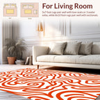 Orange Abstract Swirl Pattern Rug