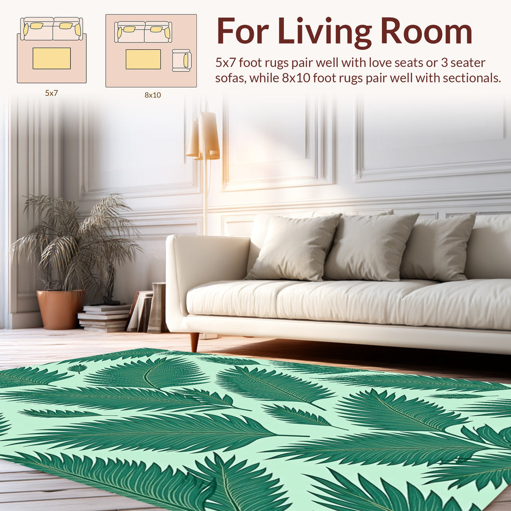 Tropical Palm Leaf Pattern Design Rug