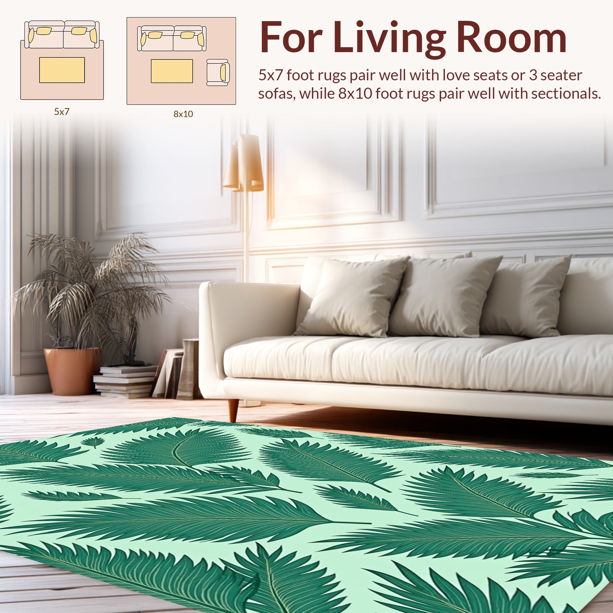 Tropical Palm Leaf Pattern Design Rug