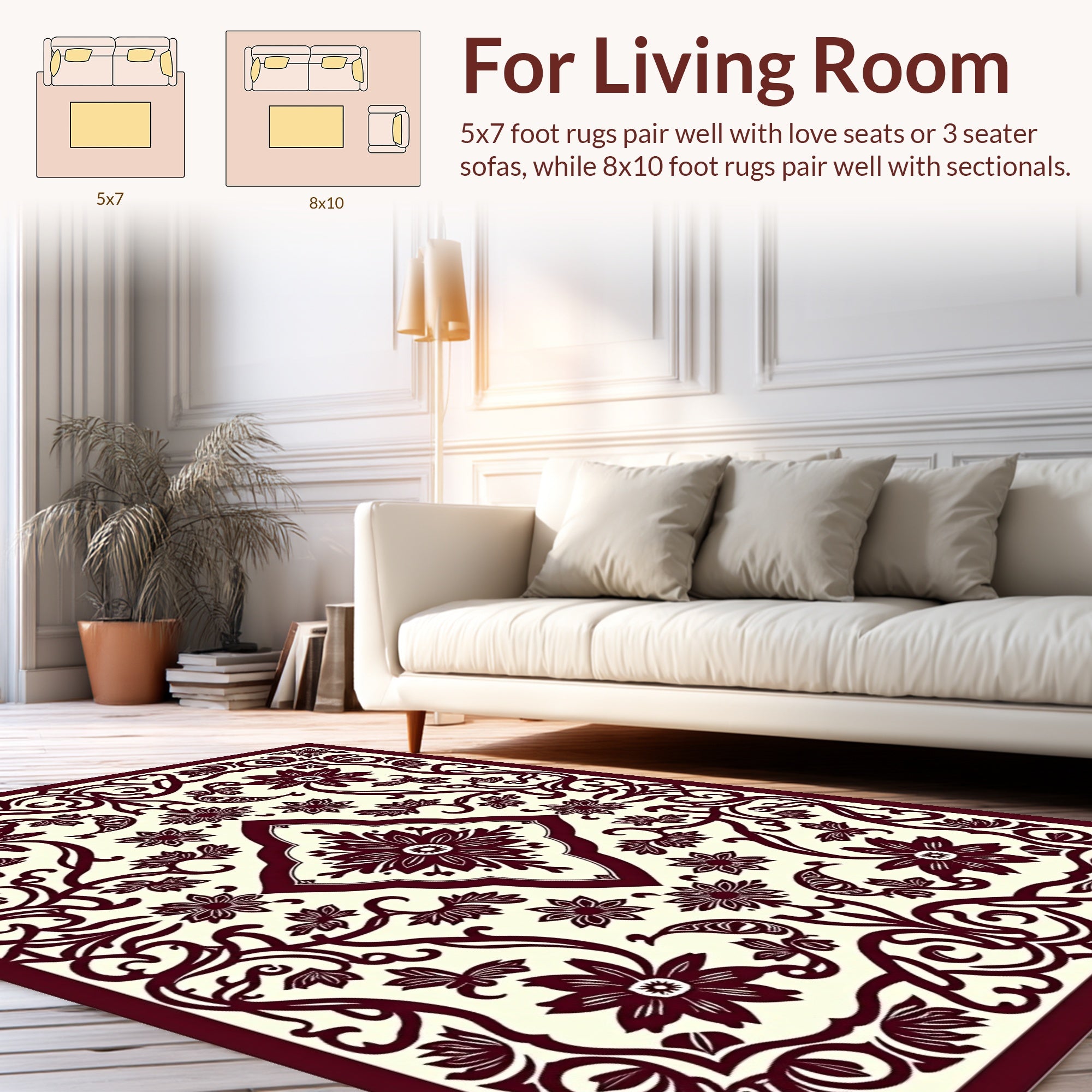Elegant Floral Vine Scroll Pattern Rug